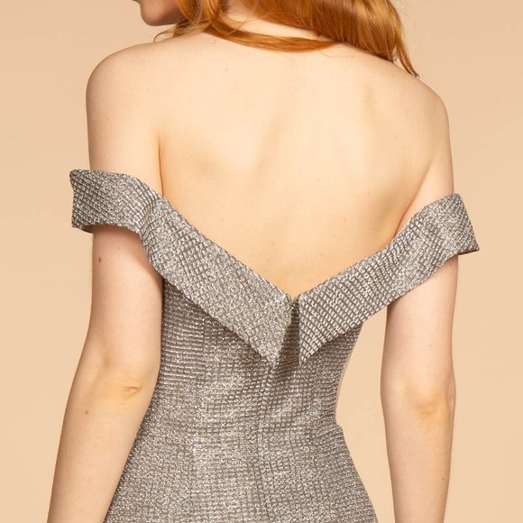 NEW SILVER GRAY Off Shoulder Mermaid Shape Prom Dress GSGL2562 - Picture 4 of 9